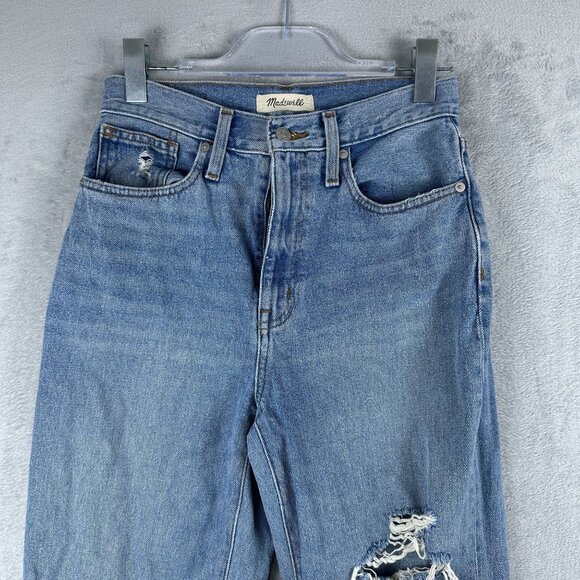 Madewell Baggy Jeans Straight Leg Womens Size 25 Distressed High Rise Blue - Picture 3 of 12